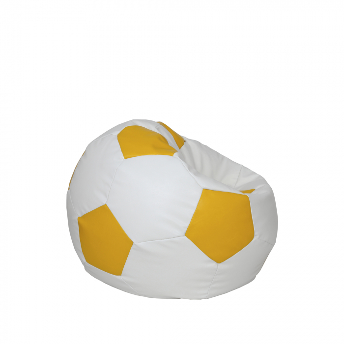 Baby Ball - fotoliu puf - imitatie piele alb/galben [2]