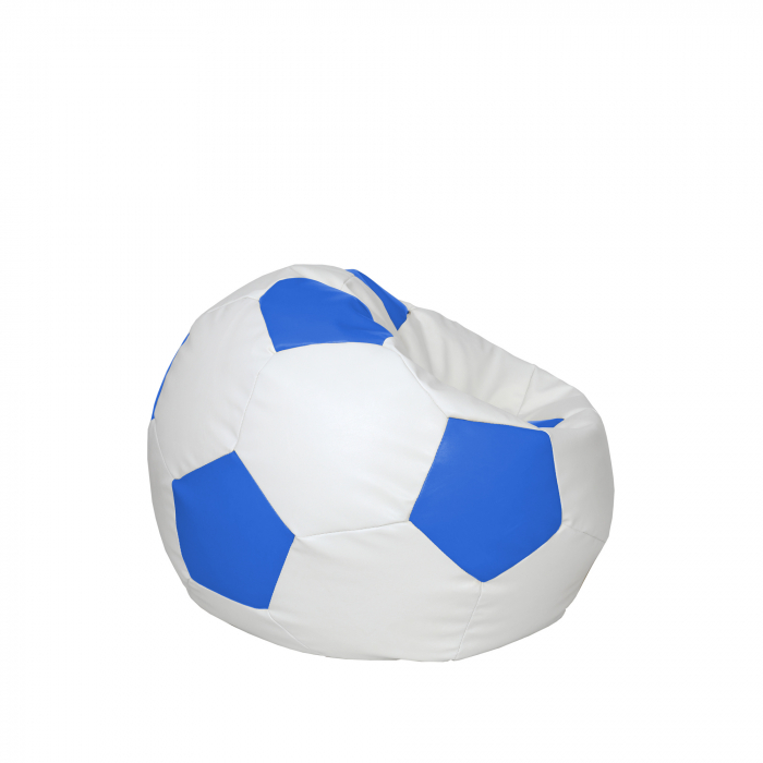 Baby Ball - fotoliu puf - imitatie piele alb/albastru [2]