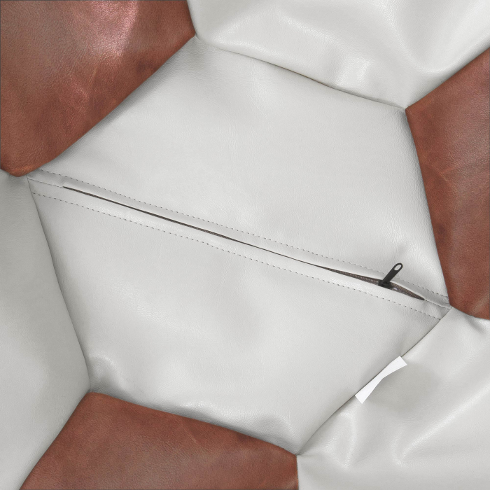 Baby Ball - fotoliu puf - imitatie piele alb/cognac [3]