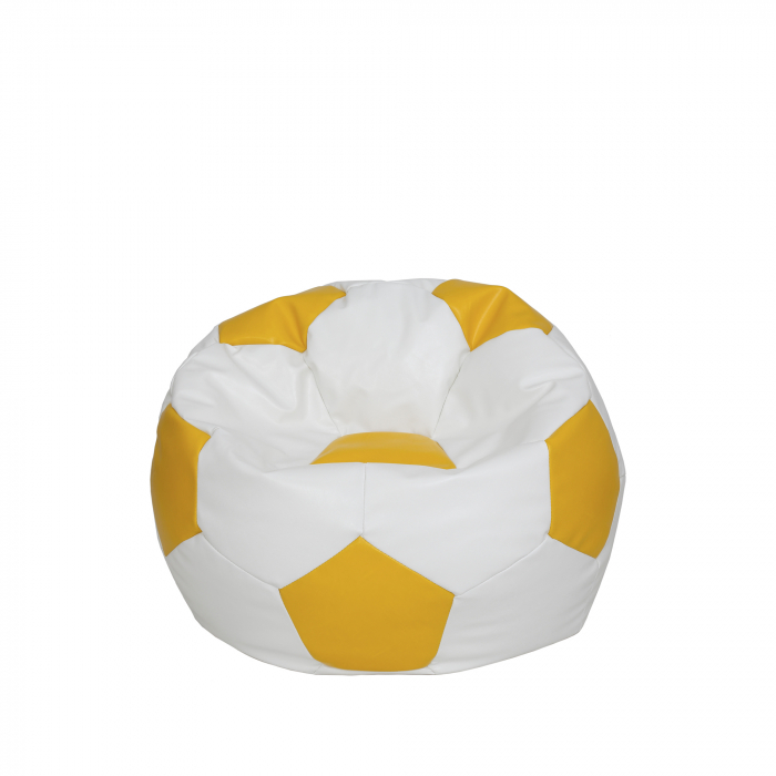 Baby Ball - fotoliu puf - imitatie piele alb/galben [1]