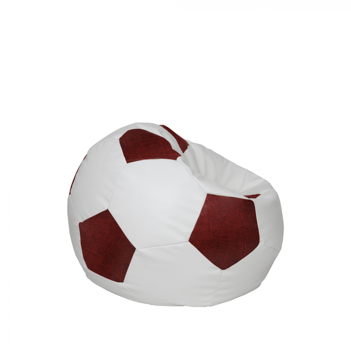 Baby Ball - fotoliu puf - imitatie piele alb/visiniu [1]
