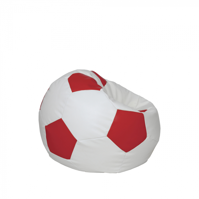 Baby Ball - fotoliu puf - imitatie piele alb/rosu [2]