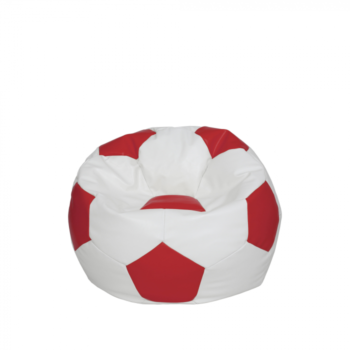 Baby Ball - fotoliu puf - imitatie piele alb/rosu [1]