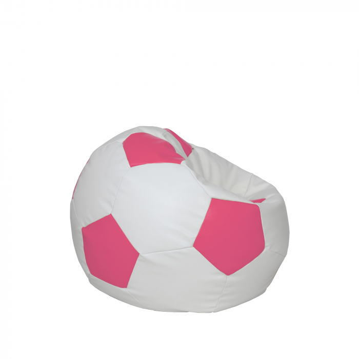 Baby Ball - fotoliu puf - imitatie piele alb/roz [2]