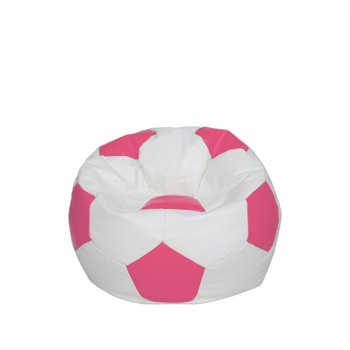 Baby Ball - fotoliu puf - imitatie piele alb/roz [1]