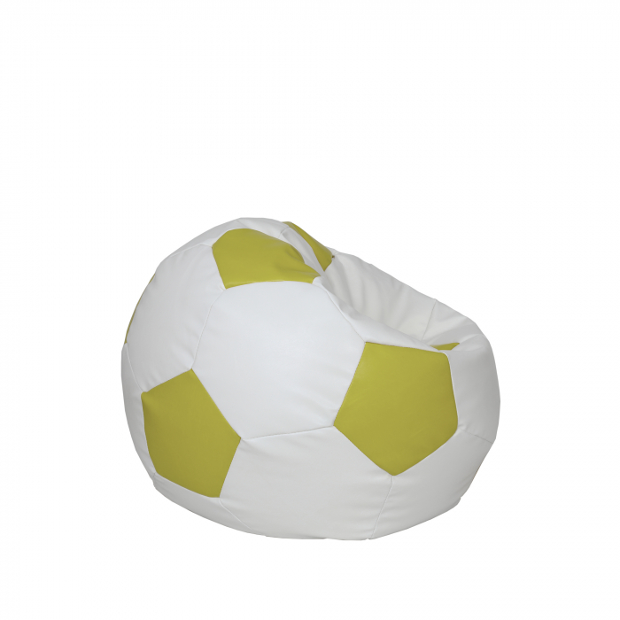 Baby Ball - fotoliu puf - imitatie piele alb/verde [2]