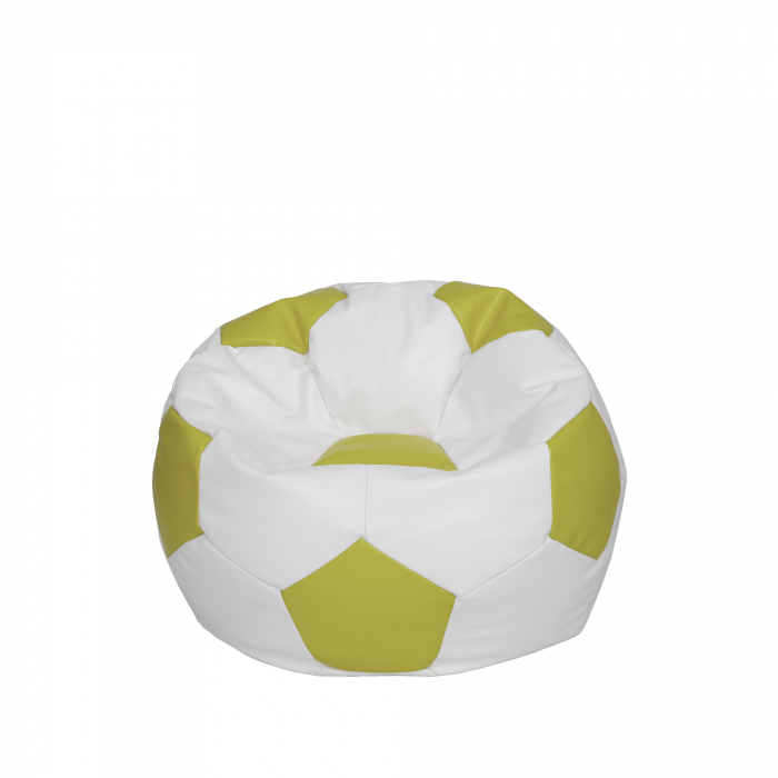 Baby Ball - fotoliu puf - imitatie piele alb/verde [1]