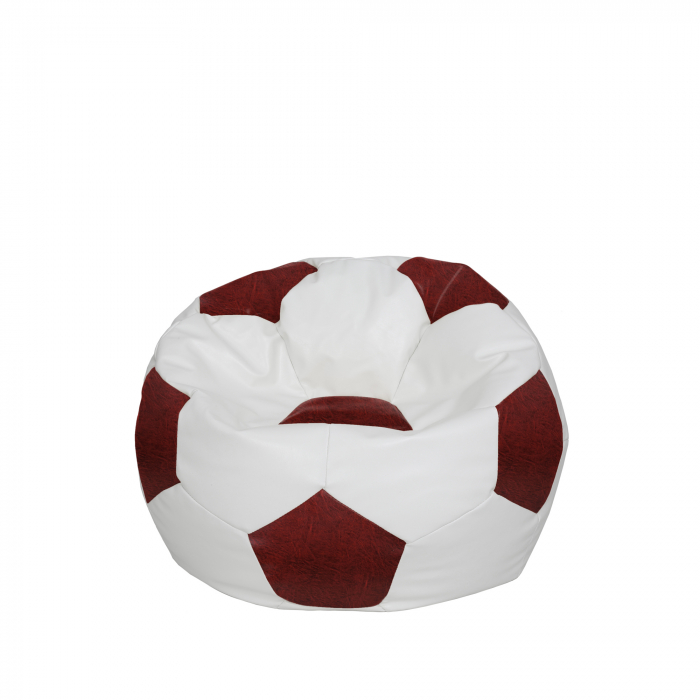 Baby Ball - fotoliu puf - imitatie piele alb/visiniu [3]