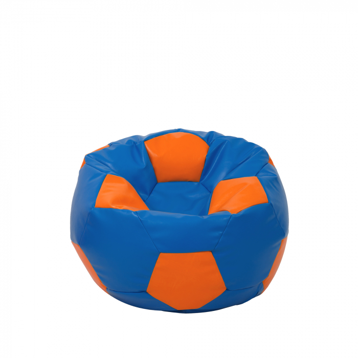 Baby Ball - fotoliu puf - imitatie piele albastru/portocaliu [1]