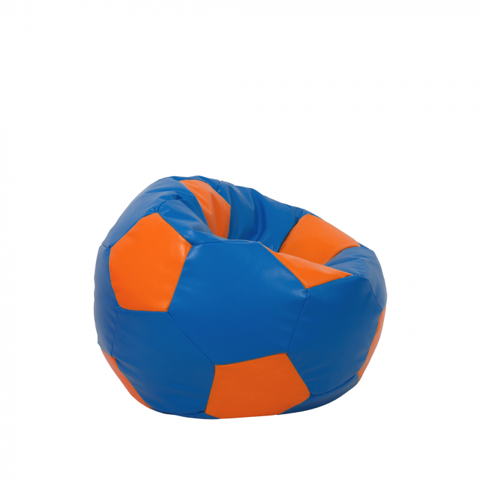 Baby Ball - fotoliu puf - imitatie piele albastru/portocaliu [2]