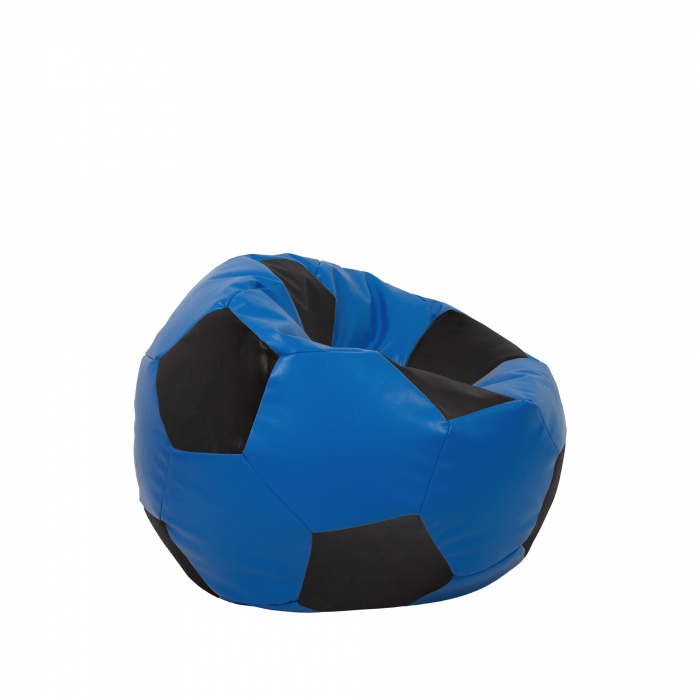 Baby Ball - fotoliu puf - imitatie piele albastru/negru [2]