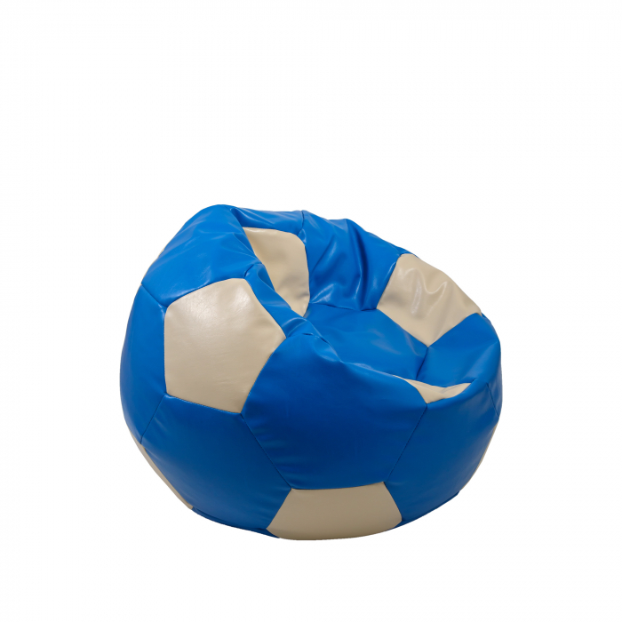 Baby Ball - fotoliu puf - imitatie piele albastru/crem [2]