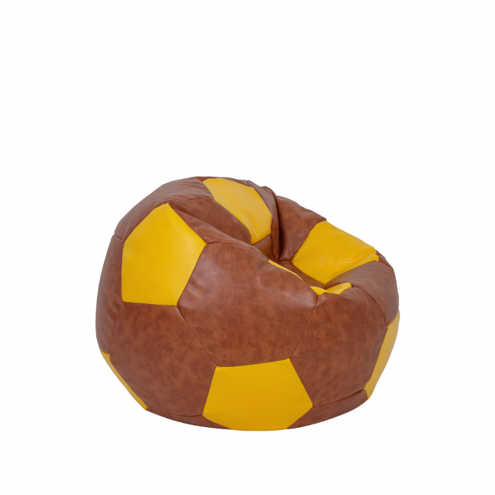 Baby Ball - fotoliu puf - imitatie piele cognac/galben [2]