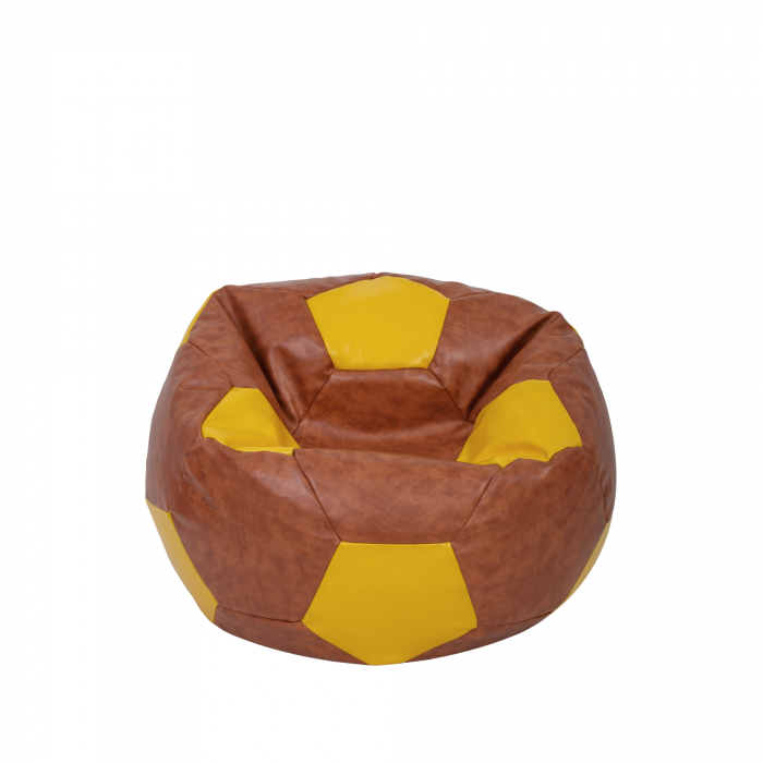 Baby Ball - fotoliu puf - imitatie piele cognac/galben [1]