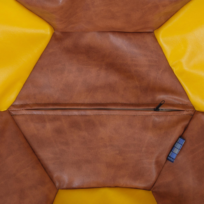 Baby Ball - fotoliu puf - imitatie piele cognac/galben [3]