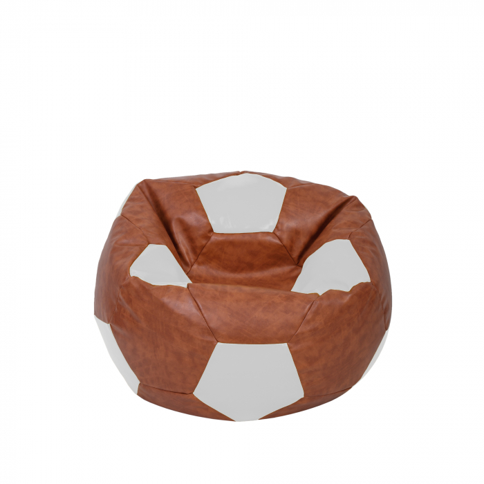 Baby Ball - fotoliu puf - imitatie piele cognac/alb [1]