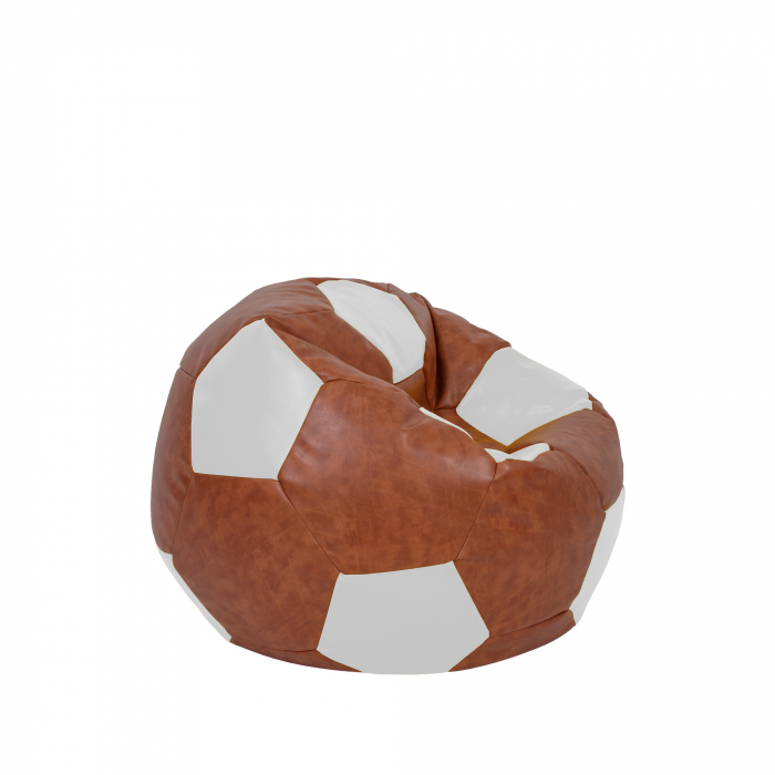 Baby Ball - fotoliu puf - imitatie piele cognac/alb [2]