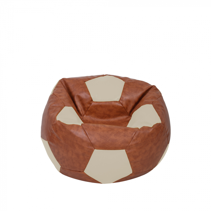 Baby Ball - fotoliu puf - imitatie piele cognac/crem [1]