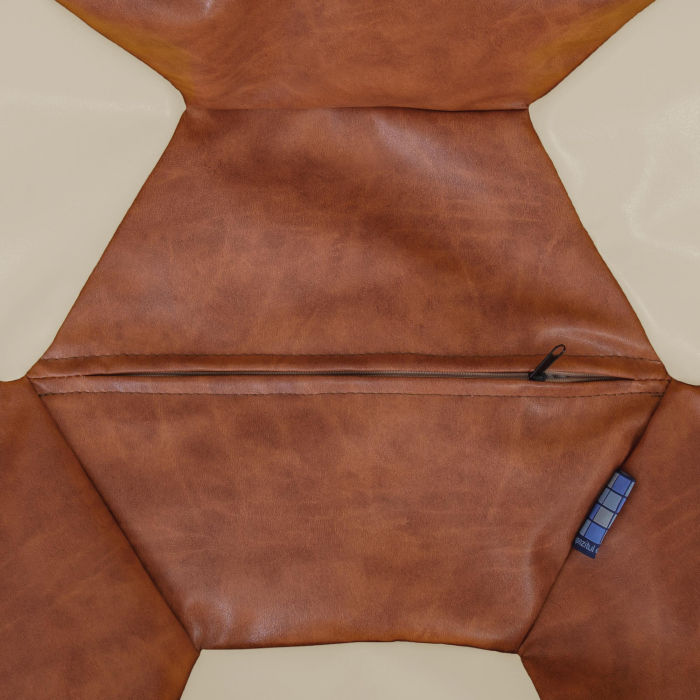 Baby Ball - fotoliu puf - imitatie piele cognac/crem [3]