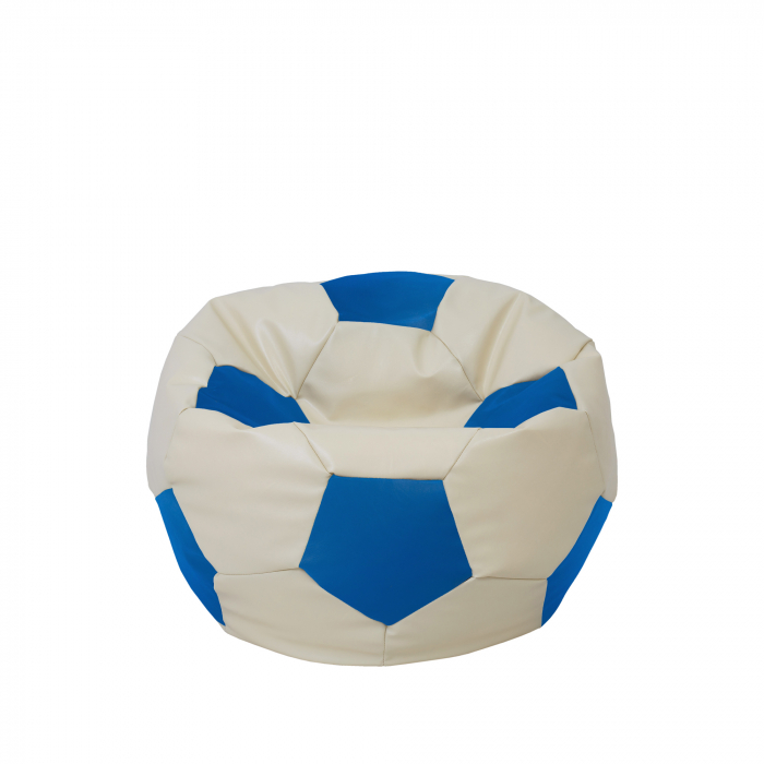 Baby Ball - fotoliu puf - imitatie piele crem/albastru [1]