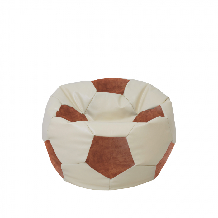 Baby Ball - fotoliu puf - imitatie piele crem/cognac [1]