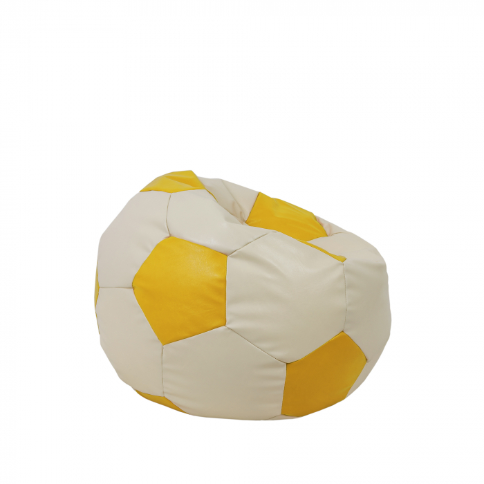 Baby Ball - fotoliu puf - imitatie piele crem/galben [2]