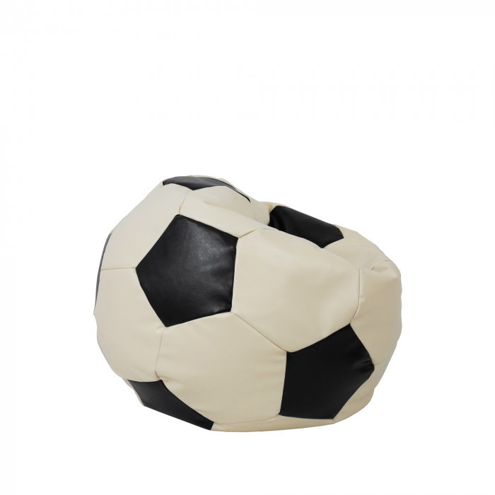 Baby Ball - fotoliu puf - imitatie piele crem/negru [2]