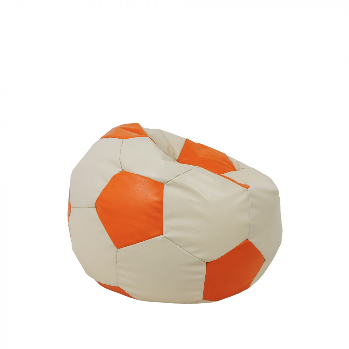Baby Ball - fotoliu puf - imitatie piele crem/portocaliu [2]