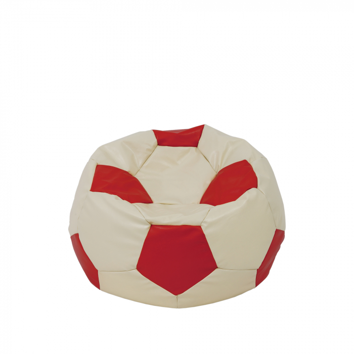 Baby Ball - fotoliu puf - imitatie piele crem/rosu [1]