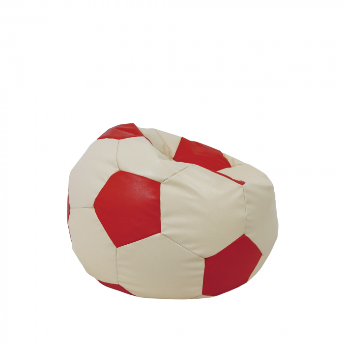 Baby Ball - fotoliu puf - imitatie piele crem/rosu [2]