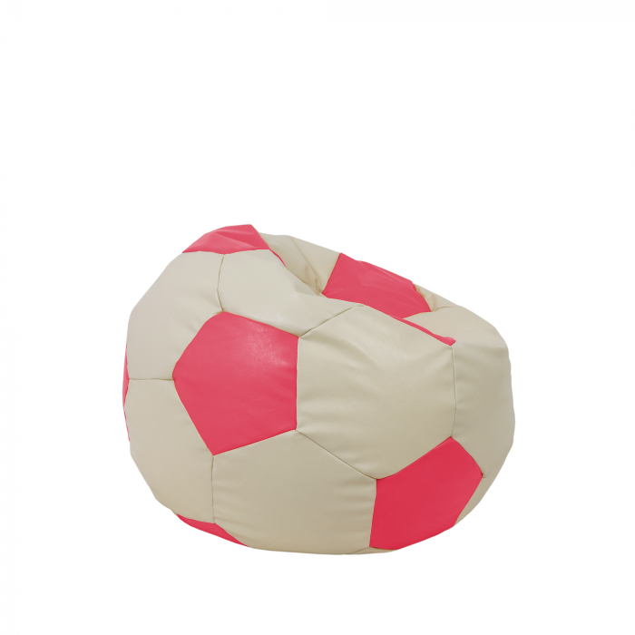 Baby Ball - fotoliu puf - imitatie piele crem/roz [2]