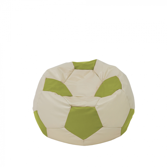 Baby Ball - fotoliu puf - imitatie piele crem/verde [1]
