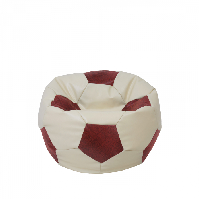 Baby Ball - fotoliu puf - imitatie piele crem/visiniu [1]