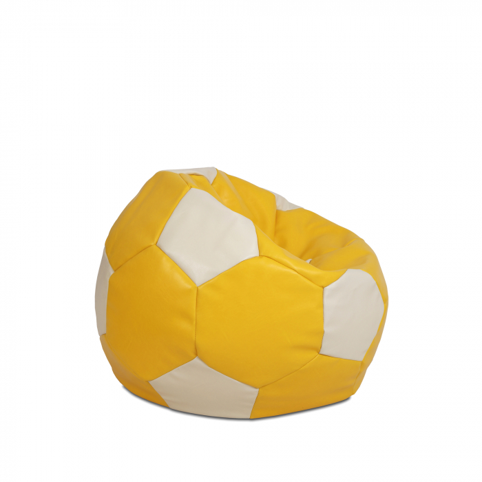 Baby Ball - fotoliu puf - imitatie piele galben/crem [2]