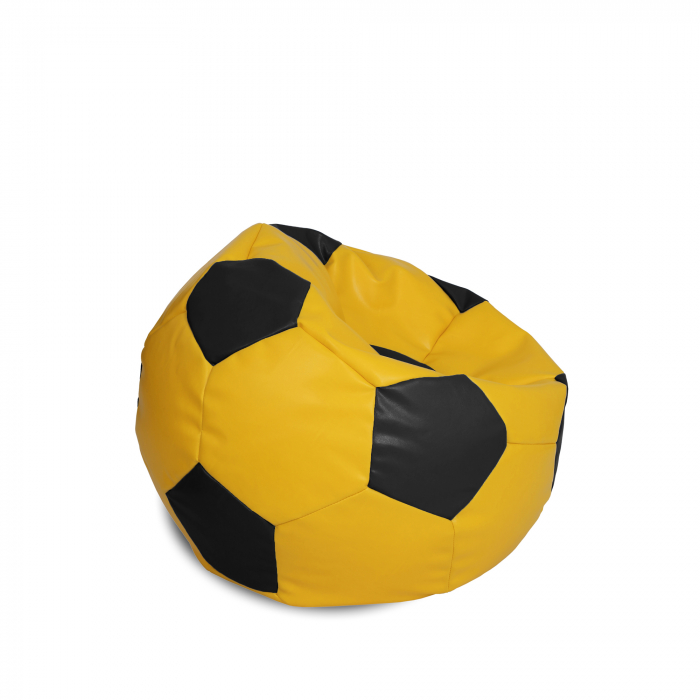Baby Ball - fotoliu puf - imitatie piele galben/negru [2]