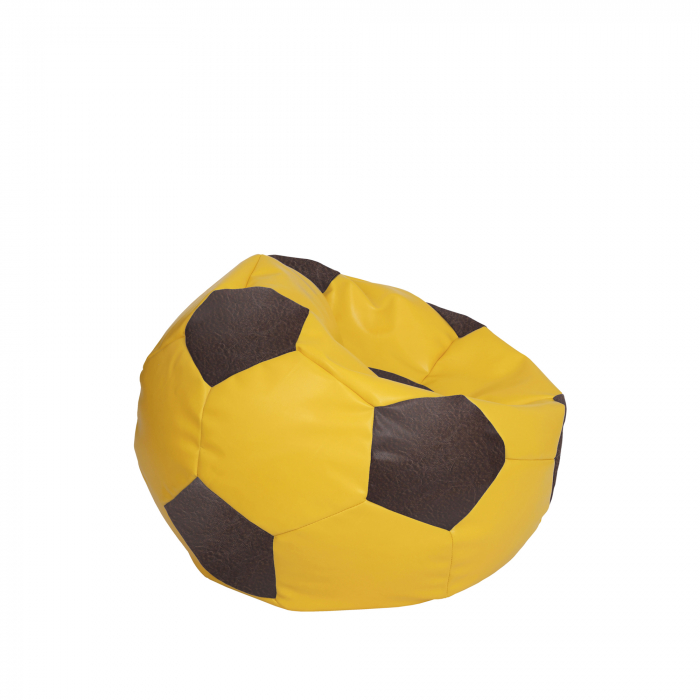 Baby Ball - fotoliu puf - imitatie piele galben/maro [2]
