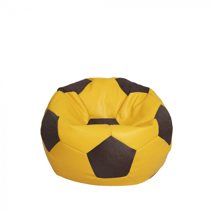 Baby Ball - fotoliu puf - imitatie piele galben/maro [1]