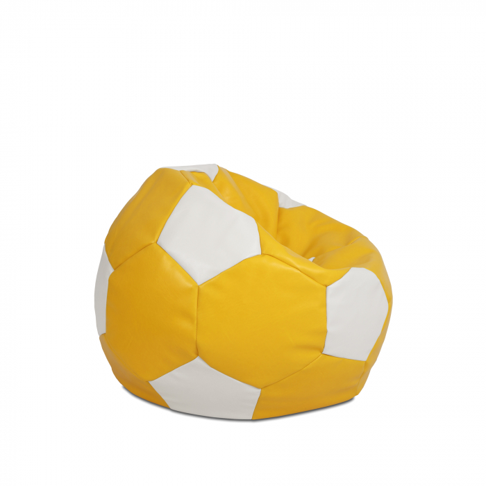 Baby Ball - fotoliu puf - imitatie piele galben/alb [2]