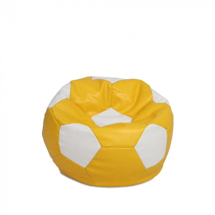 Baby Ball - fotoliu puf - imitatie piele galben/alb [1]
