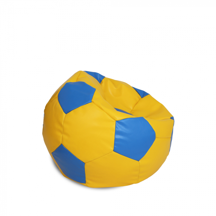 Baby Ball - fotoliu puf - imitatie piele galben/albastru [2]