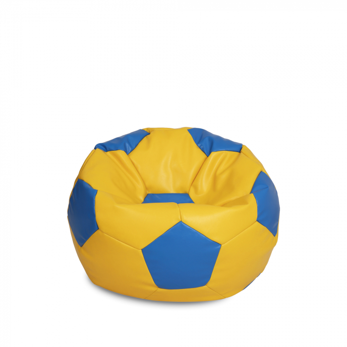 Baby Ball - fotoliu puf - imitatie piele galben/albastru [1]