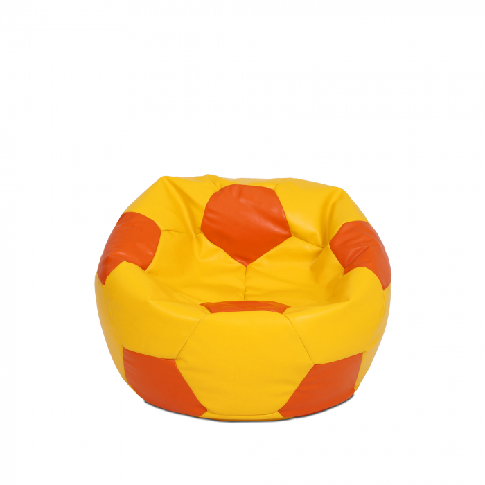 Baby Ball - fotoliu puf - imitatie piele galben/portocaliu [1]