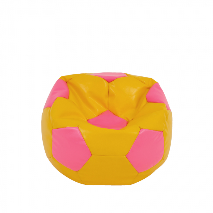 Baby Ball - fotoliu puf - imitatie piele galben/roz [1]