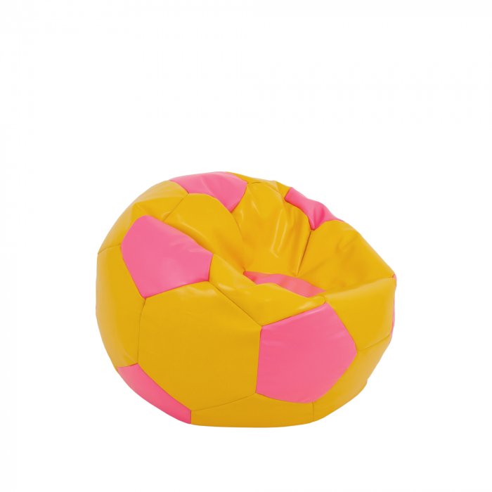 Baby Ball - fotoliu puf - imitatie piele galben/roz [2]