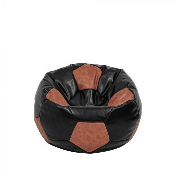 Baby Ball - fotoliu puf - imitatie piele negru/cognac [1]
