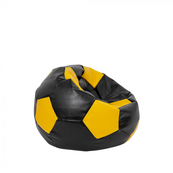 Baby Ball - fotoliu puf - imitatie piele negru/galben [2]