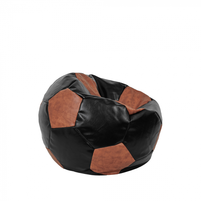 Baby Ball - fotoliu puf - imitatie piele negru/cognac [2]