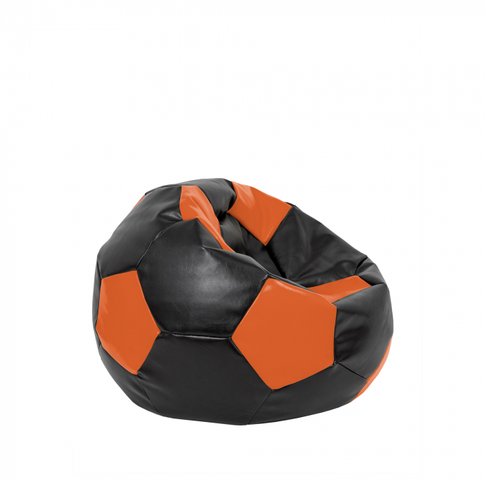 Baby Ball - fotoliu puf - imitatie piele negru/portocaliu [2]