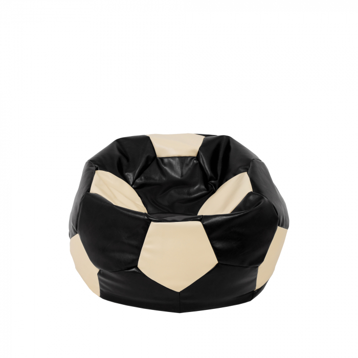 Baby Ball - fotoliu puf - imitatie piele negru/crem [1]