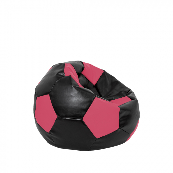 Baby Ball - fotoliu puf - imitatie piele negru/roz [2]